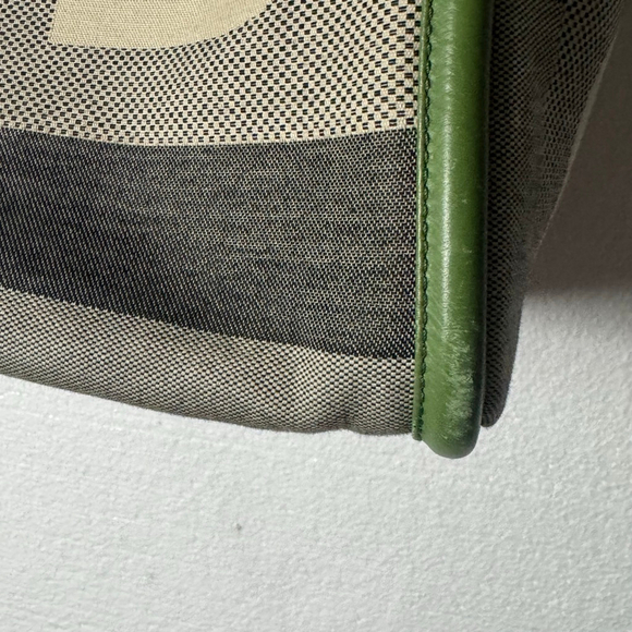 Bally Rare Canvas and Leather l Shoulder Bag Green and Beige with Logo print - Picture 5 of 12